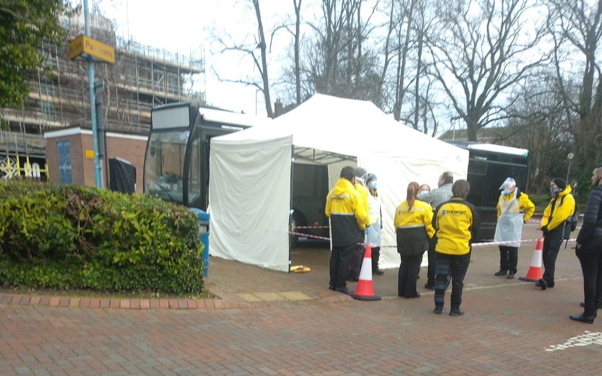 Poole Covid Testing Bus Setup